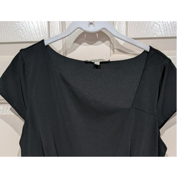 kimi + kai Maternity Black Midi Dress sz Small Asymmetrical Neckline Sheath - Picture 3 of 5